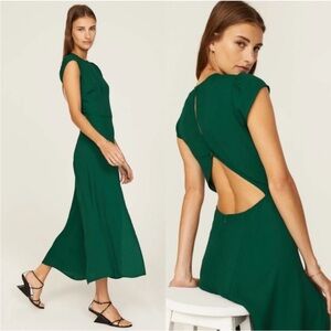 Reformation Emerald Backless Dress